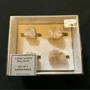 Leilas Rose Quartz Healing Stone Linen Napkin Rings NEW